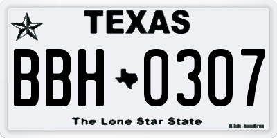 TX license plate BBH0307