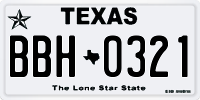 TX license plate BBH0321