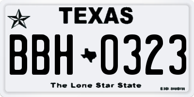 TX license plate BBH0323