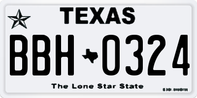 TX license plate BBH0324