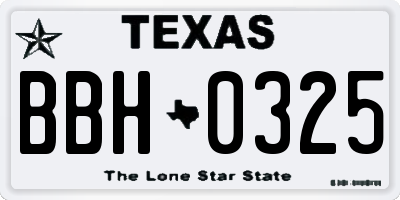 TX license plate BBH0325