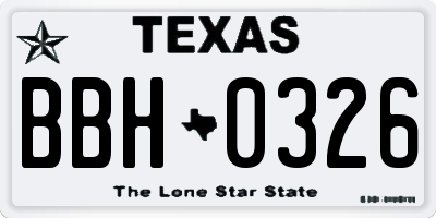 TX license plate BBH0326