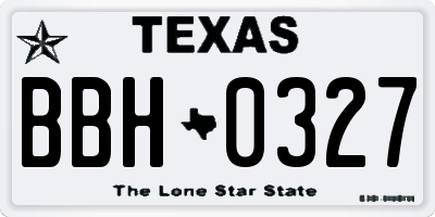 TX license plate BBH0327