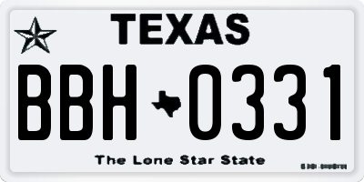 TX license plate BBH0331