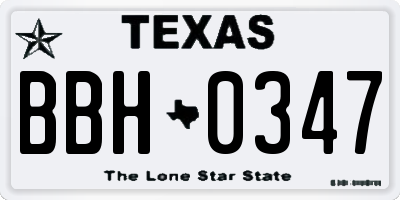 TX license plate BBH0347