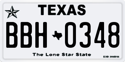 TX license plate BBH0348