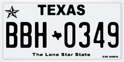 TX license plate BBH0349