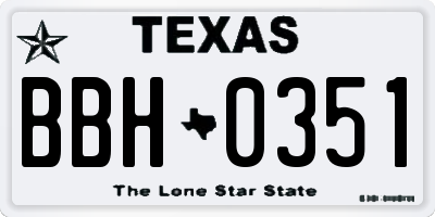 TX license plate BBH0351