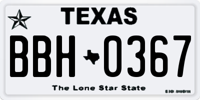 TX license plate BBH0367