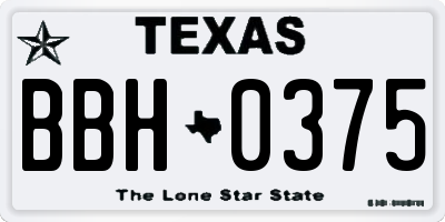TX license plate BBH0375