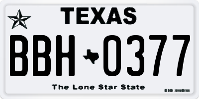 TX license plate BBH0377