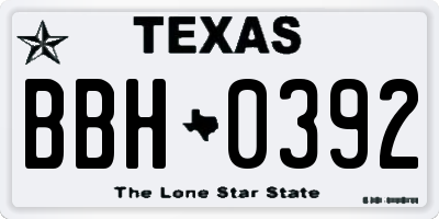 TX license plate BBH0392