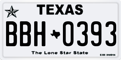 TX license plate BBH0393