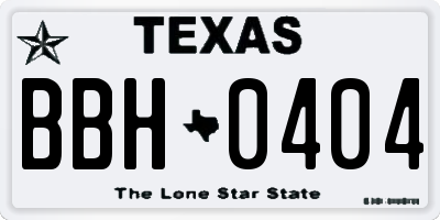 TX license plate BBH0404