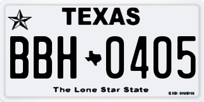 TX license plate BBH0405