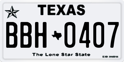 TX license plate BBH0407