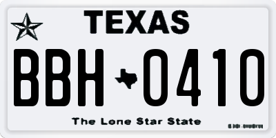 TX license plate BBH0410