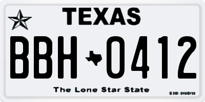 TX license plate BBH0412