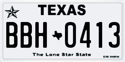 TX license plate BBH0413