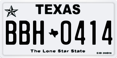 TX license plate BBH0414