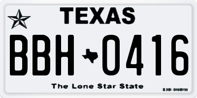 TX license plate BBH0416