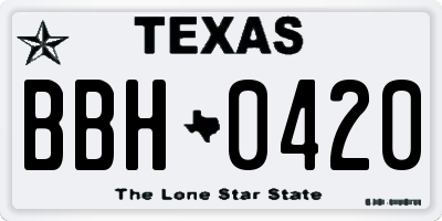 TX license plate BBH0420