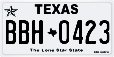 TX license plate BBH0423