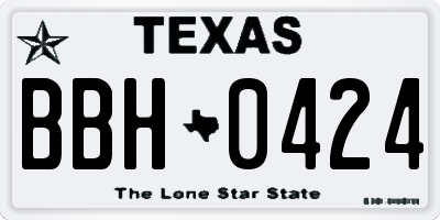 TX license plate BBH0424