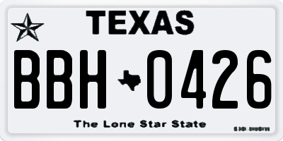 TX license plate BBH0426