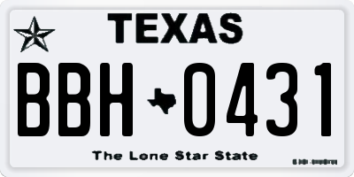 TX license plate BBH0431