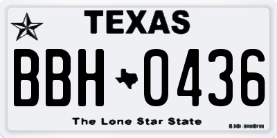 TX license plate BBH0436