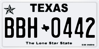 TX license plate BBH0442
