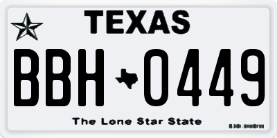 TX license plate BBH0449