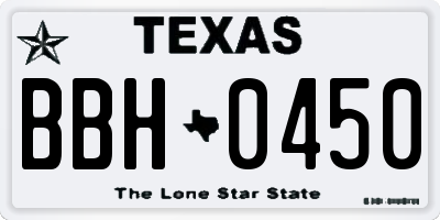 TX license plate BBH0450