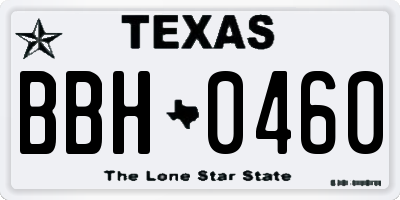 TX license plate BBH0460