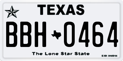 TX license plate BBH0464