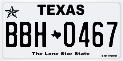 TX license plate BBH0467