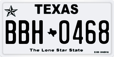 TX license plate BBH0468