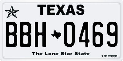 TX license plate BBH0469