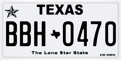 TX license plate BBH0470