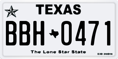 TX license plate BBH0471