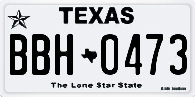 TX license plate BBH0473