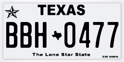 TX license plate BBH0477