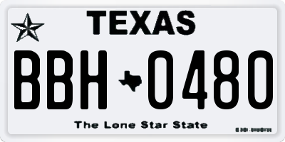 TX license plate BBH0480