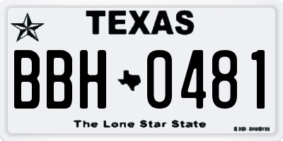 TX license plate BBH0481