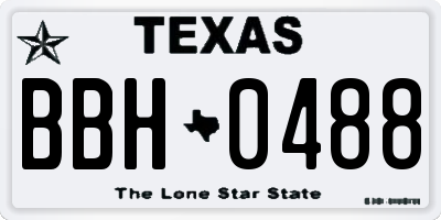 TX license plate BBH0488