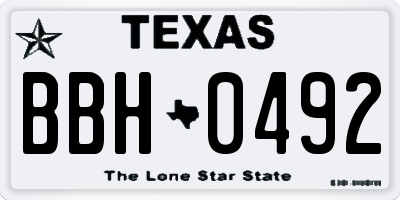 TX license plate BBH0492