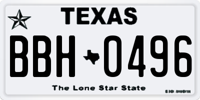 TX license plate BBH0496