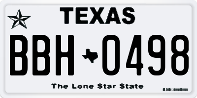 TX license plate BBH0498