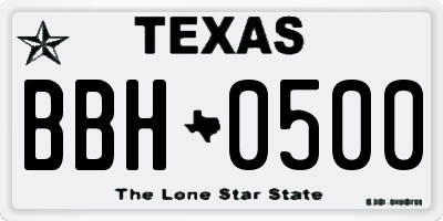 TX license plate BBH0500